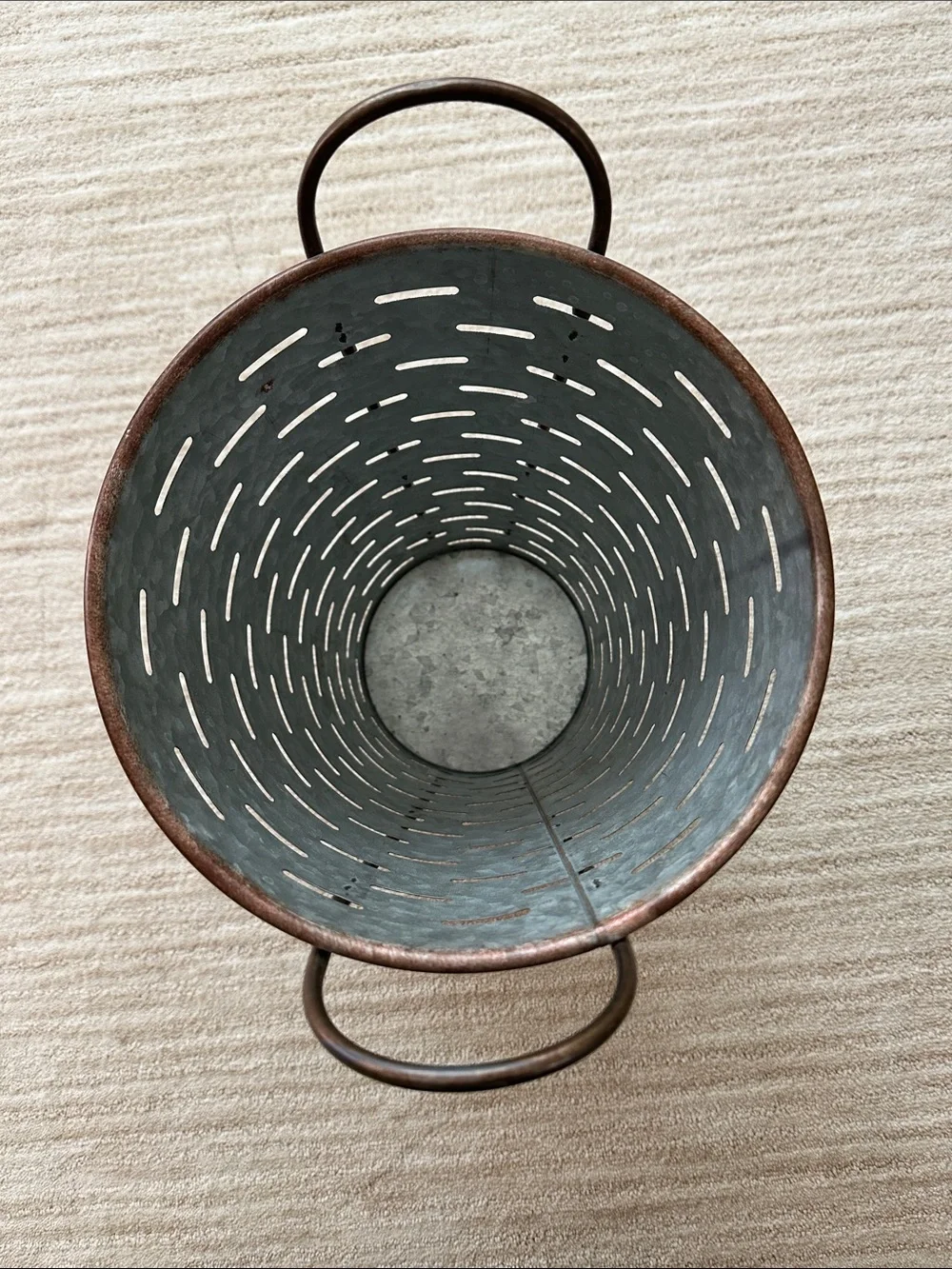 Olive Bucket Basket Vintage Galvanized Metal Vase Decor Farmhouse Country